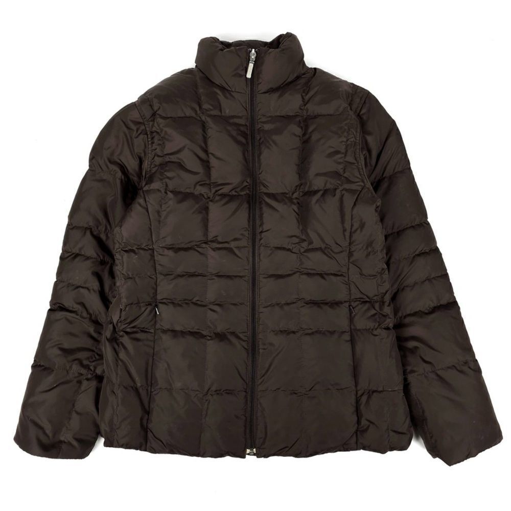 LANDS END Goose Down Quilted Reversible Puffer Jacket Brown Medium 90's Gorpcore